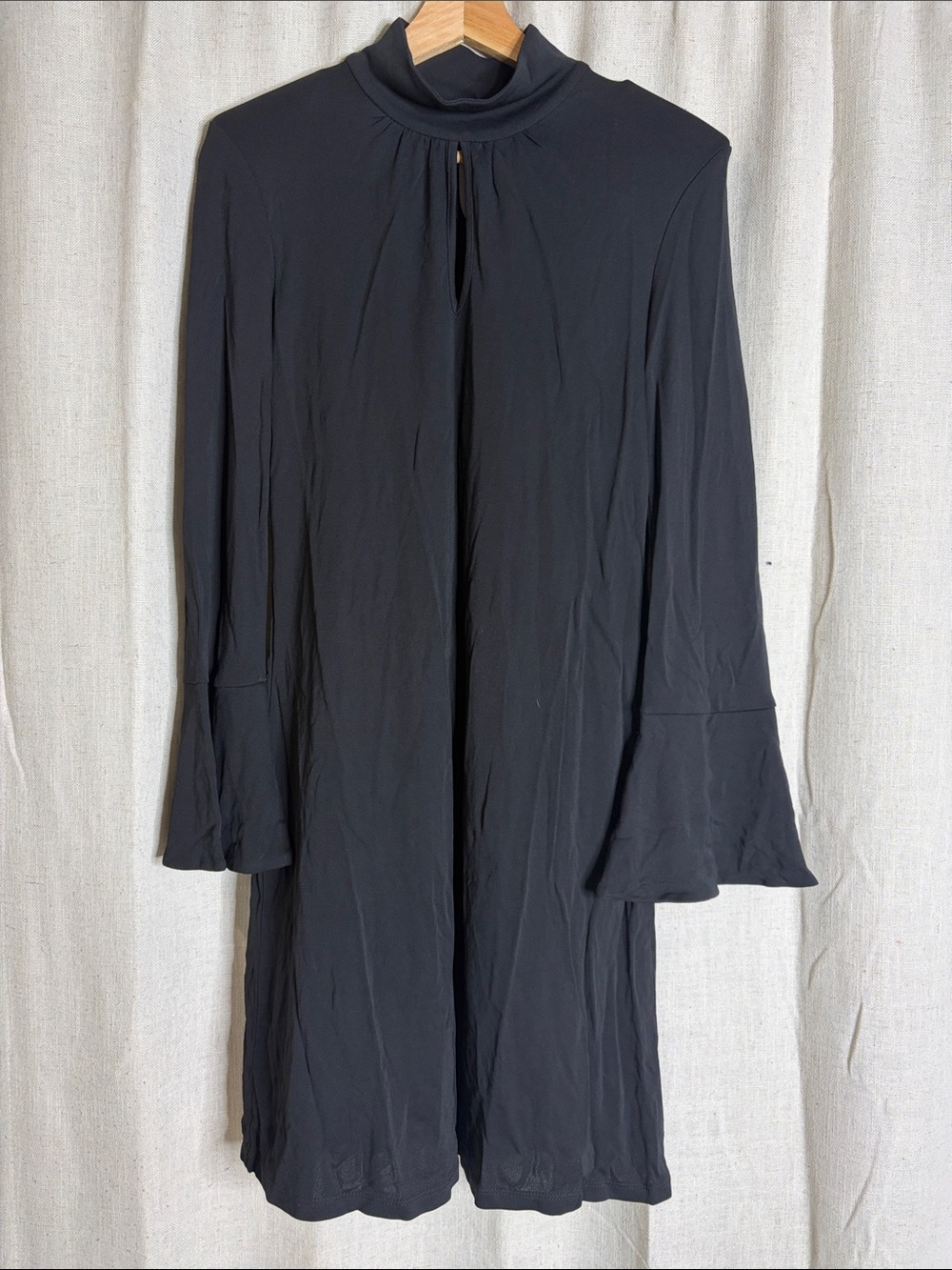 INC International Concepts Black Long-Sleeve Keyhole Tunic Romper